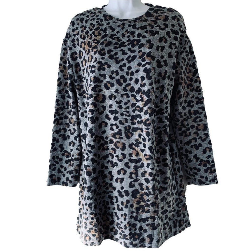 🇪🇸 ZARA grey leopard long sweathirt/ dress size M